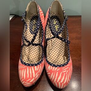 Ruby Shoo melon and navy heels